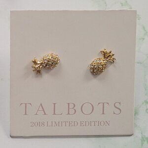 Talbots 2018 Limited Edition Gold Tone Pineapple Pierced Post NWT